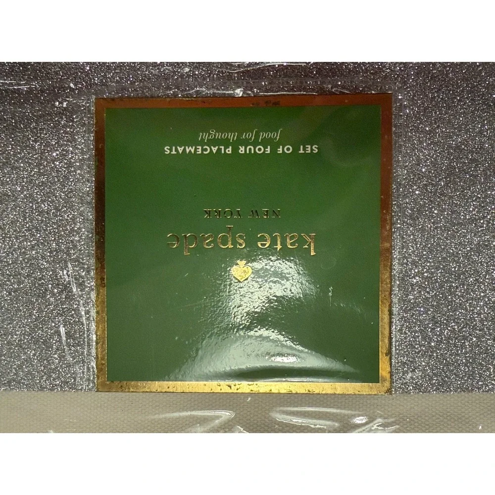 Kate Spade New York Spike The Punch Placemats Set of 4 Silver Glitter Cream New